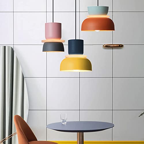 Lámpara colgante nórdica de 3 luces multicolor con pantallas de aluminio 7