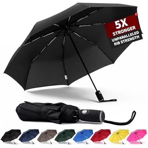 Anntrue Windproof Travel Umbrella, Auto Open Close Lightweight Compact Portable Backpack Folding Umbrella, Perfect for Car, Purse, Men and Women (Black) Cover