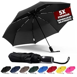 Anntrue Windproof Travel Umbrella, Auto Open Close Lightweight Compact Portable Backpack Folding Umbrella, Perfect for Car, Purse, Men and Women (Black)