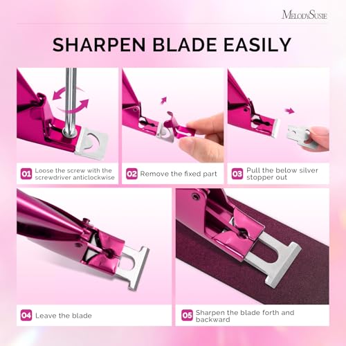 MelodySusie Acrylic Nail Clippers with 15pcs Magnet Sizers, Professional Nail Clippers Cutters for Long Acrylic Gel Nails Tips, Adjustable Stainless Nail Trimmer, Manicure Tool for Salon Home, Plum