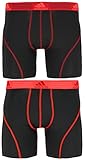 adidas Men's Sport Performance Climacool Boxer Brief Underwear (2 Pack), Black/Power Red/Solar Red, X-Large