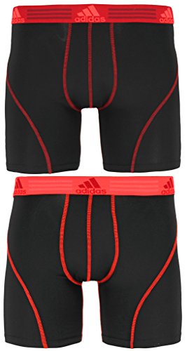 adidas Men's Sport Performance Boxer Briefs Underwear (2 Pack), Black/Power Red Black/Solar Red, Medium