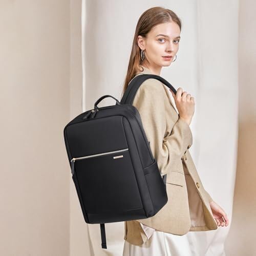 Laptop Backpack for Women - Business Travel Anti Theft Laptop Bag Backpack Water Resistant College Computer Backpacks for Men Women Fits 15.6 Inch Notebook (Black) - Image 2
