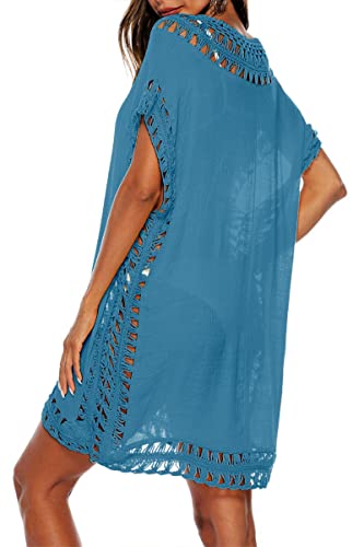 Image of Adisputent Womens Swimsuits Cover Ups Crochet Chiffon Beach Cover Bathing Suit Bikini Wear Coverups Dress