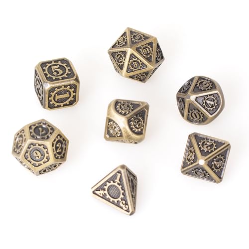 Epic Forge Set of 7 Metal Dice 14 mm (Metal Box) - Gear Gold - Image 2