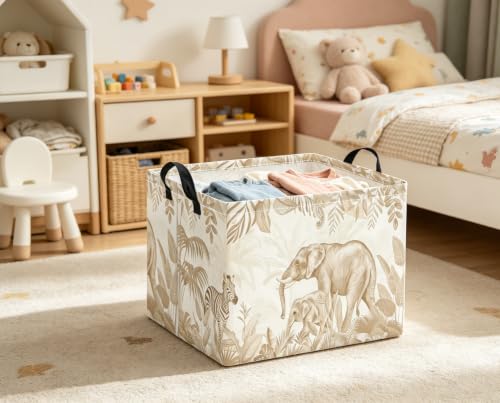 Image of Rectangular Baby Kids Storage Basket for Home Kitchen Girls Cute Toy Storage Bin Organizer Shelf Book Room Decor(Animal)
