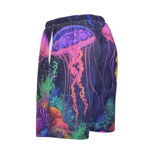 Jellyfish Pink Black Pajama Shorts for Men Lounge Pants Pajama Bottoms Sleepwear Sleepwear Pajama Pant with Pockets, S-XXL3