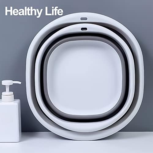 Collapsible Round Washing Up Bowl , 2 PCS Foldable Washing Basin Portable Dish Washing Tub, Plastic Folding Round Washbasin Multipurpose Folding Bowl for Travel Camping and Home Kitchen