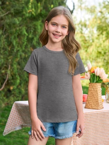 Image of Haloumoning Girls Short Sleeve T Shirts Kids Summer Crewneck Tops