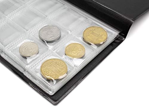 AKORD Coin Collectors Collecting Album 120 Coin Holders, Black