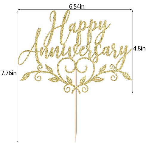 Sodasos Glitter Happy Anniversary Cake Topper,Wedding Anniversary Cake Toppers, Happy Anniversary Party Decorating Supplies (Gold) #TOP1