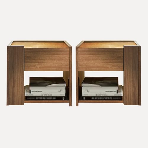 Juego de 2 mesitas de noche con 1 cajón y estante abierto para almacenamiento de dormitorio, mesas auxiliares de noche para dormitorio o sala de estar