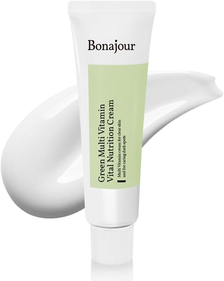 [BONAJOUR] Vegan Natural Green Multi Vitamin Moisturizing Cream for Face - 70% Vitamin, Anti Aging & Brightening, Remove Dark Spot 1.7 fl. oz