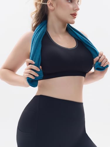 FITTIN Padded Sports Bras for Women: Support Racerback Push Up Bra 3 Pack for Workout Gym Fitness Cycling- Seamless Removable Pads Full Coverage Tops for Jogger Trainer Biker Plus Size - Gifts for her - Thumbnail 2
