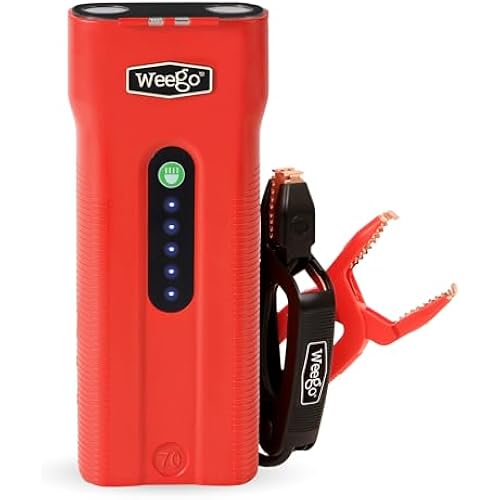 Weego 70: 2500A Self-Use 12V Lithium Car Battery Jump Starter - USA-Engineered Safe Replacement for Jumper Cables - Boat & Car Jumper Starter Portable for All Gas and 5L Diesel Engines (N70)