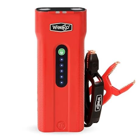 Weego 70: 2500A Self-Use 12V Lithium Car Battery Jump Starter - USA-Engineered Safe Replacement for Jumper Cables - Boat & Car Jumper Starter Portable for All Gas and 5L Diesel Engines (N70)