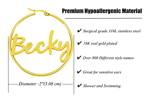 Victoria Personalized Gold Hoop Earrings For Women Teen Girls Unique Birthday Mother's Day Thanksgiving Day Christmas Gifts For Best Friend Mom Sister Trendy Name Jewelry Gifts For Her #TOP4