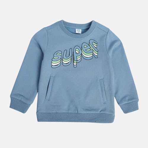 Image of miniklub Boys Round Neck Long Sleeve Knitted Cotton Sweat Shirt (Blue Color)