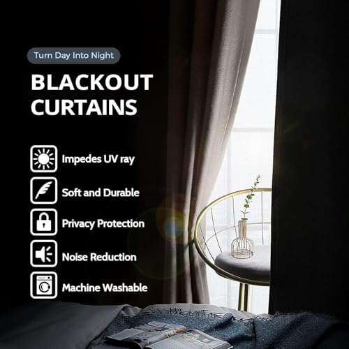 Image of Homestan 90% Blackout Door Curtains 8 Feet Long Set of 2, Room Darkening Parda with Grommet Design for Home Decor (8x4 Feet, Black)