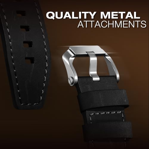 Image of Leather bands Compatible With Apple Watch Ultra Band 49mm 46mm 45mm 44mm 42mm, Superior Genuine Leather Rugged Metal Connector Durable Strap for Men iWatch Ultra3 2 1,Series 11 10 9 8 7 6 5 4 3 SE3 SE