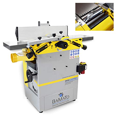 BAMATO Abricht- und Dickenhobelmaschine mit Spiralmesserwelle | BHM-250PRO | 400V Elektromotor | 24HM Messer | 250mm Hobelbreite | Hobelmaschine...