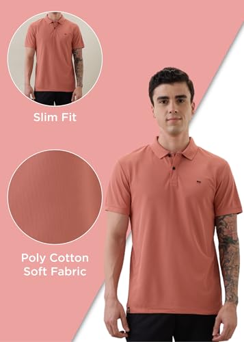 Image of Nostrum Cotton Half Sleeve T-Shirt for Men Boys, Regular Fit, Cherry, Stylish Mens T-Shirts, Polo T Shirt for Man, Collar T Shirts for Men