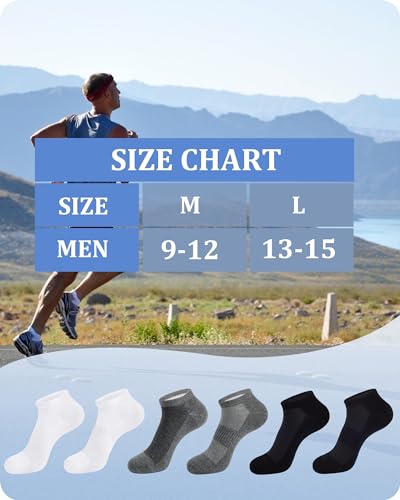 Jane Stone Men's Ankle Socks - 8 Pack Cotton Low Cut Non Slip No Show Socks Size 9-12/13-152