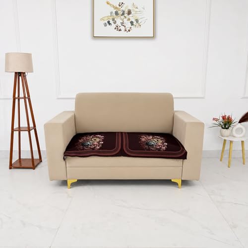 Image of Homerz Premium 'Luxe Series' Sofa Cover | Holland Velvet Fabric | Smooth Finish | Anti-Slip Fleece Backing Couch Protector (Maroon, 2 Seater, Only Seat Cover)