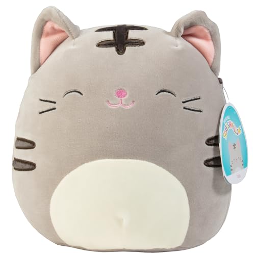 Squishmallows Tally chat gris, peluche anti-stress pour chambre d'enfant