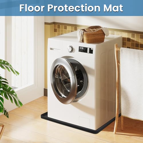 Silicone Washing Machine Mat for Compact Washer and Dryer, Non-Slip Waterproof Floor Protector, 60 x 60 CM, Black - Image 6