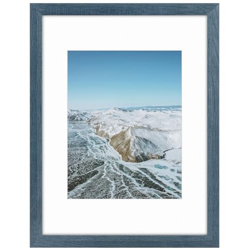 Frametory 12x16 Picture Frame Display Picture 8.5x11 with Mat or 12x16 without Mat for Poster Print Diamond Painting Wall Frame - Wide Molding (Blue)