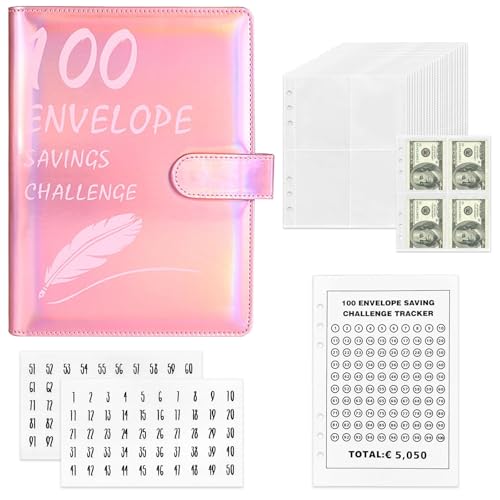 Sparbuch für Geld Challenge 100 Envelope Challenge Binder A5 Fun Way to Save €5,050, 100 Envelope Saving Challenge Geldsparmappe Geldsparen Spar Challenge Geld Sparen Challenge Sparchallenge Budgeting