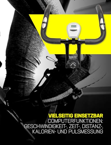 X-Bike faltbarer Heimtrainer mit Computerfunktionen: Geschwindigkeit-, Zeit-, Distanz-, Kalorien- und Pulsmessung, breiter, gepolsterter Sattel – Bild 4