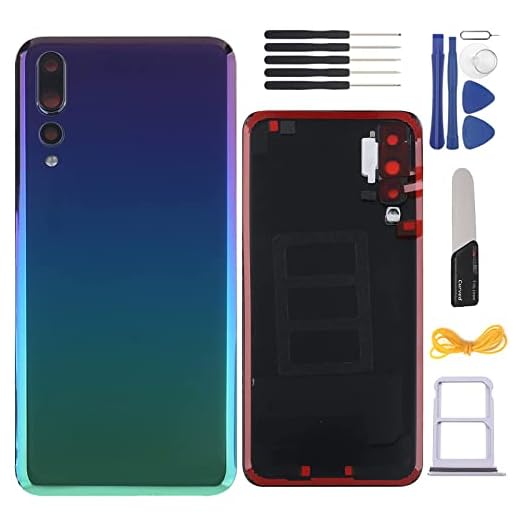 YHX-OU 6.1'' Couvercle de batterie pour Huawei P20 Pro Cache batterie de rechange Vitre arrière, Coque arrière de Batterie Remplacement + Outil d'installation (Aurora Blue)