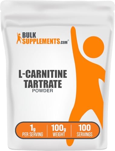 BulkSupplements.com L-Carnitine Tartrate Powder – Amino Acid Powder, Carnitine Supplement – Unflavored & Gluten Free, 1g per Serving, 100g (3.5 oz) (Pack of 1)