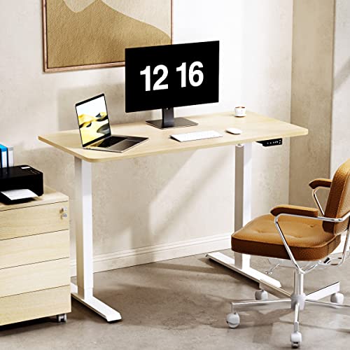 Joy Worker Electric Height Adjustable Standing Desk, Light Wood Whole Piece 48 X 24 Inches Sit Stand Up Desk With Memory Controller, Quick Assembly Standing Workstation For Home Office #TOP1