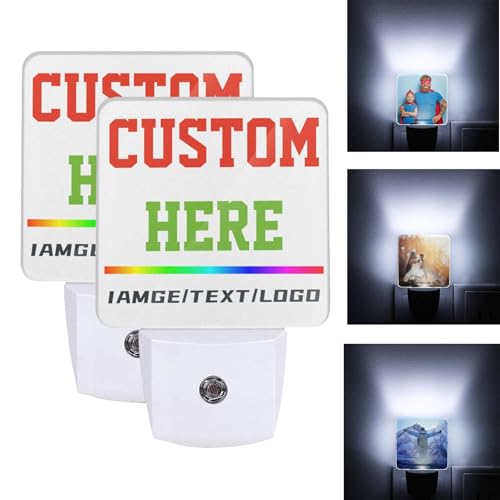 Image of Futterya Personalized Custom Plug-in LED Night Light, Customized Set of 2 Dusk-to-Dawn Auto Sensor Decor Lamp