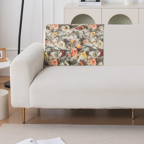 Image of HOKIPO 'Nature Muse' 1 PC Backrest Mat for Sofa Cover | Premium HD Printed Holland Velvet Mat, Butterfly Orchard (IN-922-L-D3)