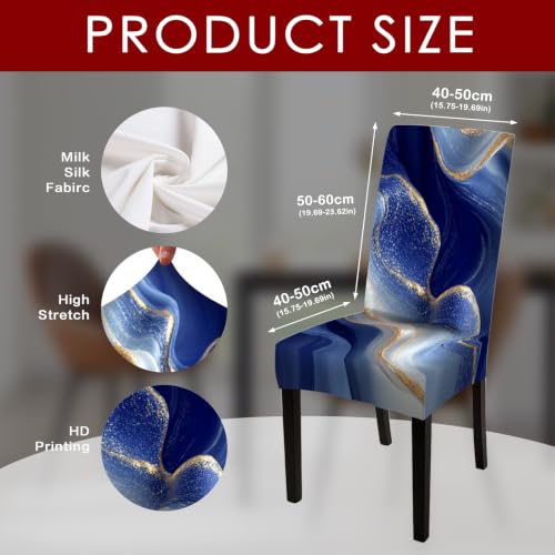 Image of Nuxovilar Blue Gold Marble Print Milk Silk 23.6x66.9in 6PCS Covers