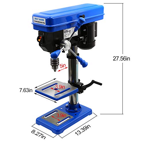BILT HARD 10 in. Drill Press, 12-Speed Benchtop Drill Press with Vise and Drill Bit Set