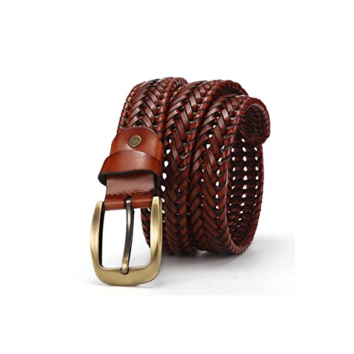 Ceinture en cuir tressé homme fait main marron haut de gamme