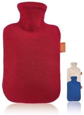 Fashy Hot Water Bottle Hot Water Bag 2 Litre With Blue Fleece Cover Thermoplastic Odour Free