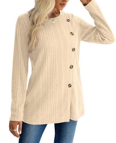 Image of XIEERDUO Long Sleeve Tops for Women Tunics Buttons Front Slit