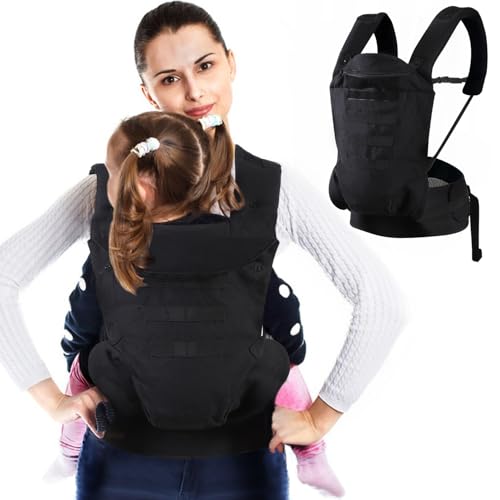 Baby Holder Carrier,Soft Baby Carrier with Multi-Pocket,Front and Back for Toddler Holder,Adjustable Waistband,Shoulder Straps,Suit Walking and Travel(Black)
