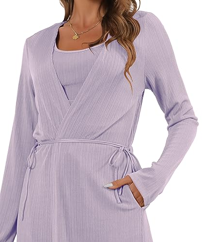 Image of 3 Piece Lounge Sets for Women Airport Travel Outfit | Long Cardigan,Tank Top ,Wide Leg Pants with Pockets,Comfy Loungewear,Casual Chic, Airplane Clothing,Vacation Matching Set