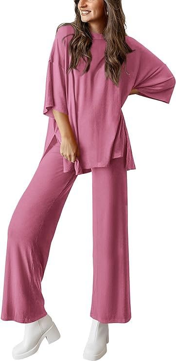 Tenue 2 pièces décontractée avec pantalon à jambes larges et chandail manches longues L