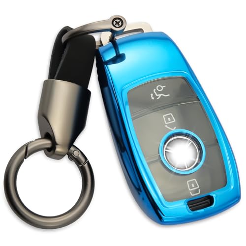 Coque de clé Mercedes en TPU avec porte-clés pour Classe A B C E GLC