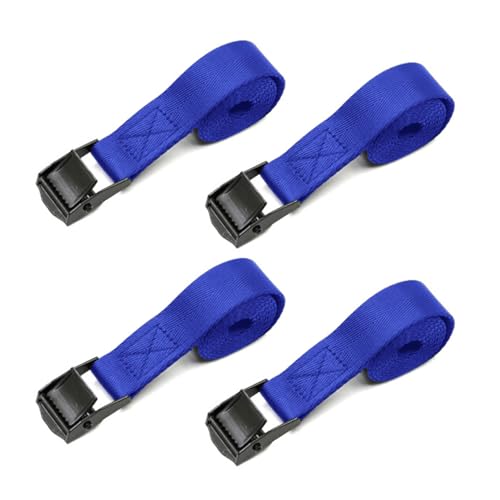 SHUBEIEUMI 4 Pcs Correa de Amarre, Cinchas De Amarre Pequeñas Adecuadas, 50cm x 2cm, Cinchas Correa de Amarre Rapido Hebilla, para Portaequipajes de Coche, Portabicicletas-Azul