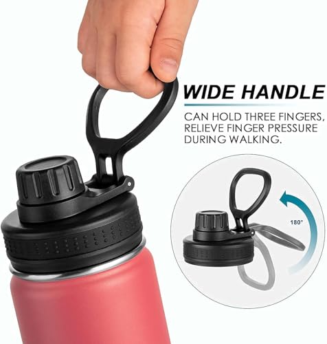 Image of koodee 12 oz Water Bottle for School Stainless Steel Double Wall Vacuum Insulated Wide Mouth Flask with Leakproof Spout Lid (Flamingo Pink)
