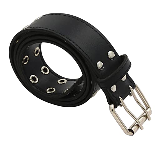 NOLITOY 1pc Punk Style Double Row Belt for Men Alloy Buckle Matching Waistband for Casual Wear and Daily Use